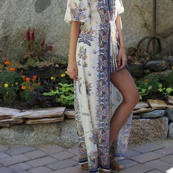 NEW SEXY WHITE FLORAL SHORT MAXI SKIRT ROMPER DRES - Picture 7 of 7